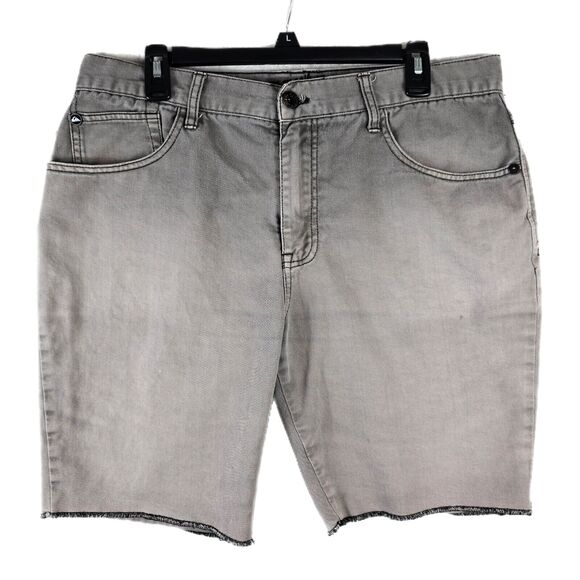 Quiksilver Other - Vintage Quiksilver Denim Cut Off Shorts 36 Grey Y2K Surf Skate Grunge 36x9
